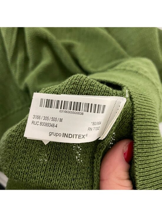 Zara Mens Polo Shirt Size M Green Textured Knit Short Sleeve collar 3166/305 NWT - Picture 9 of 15